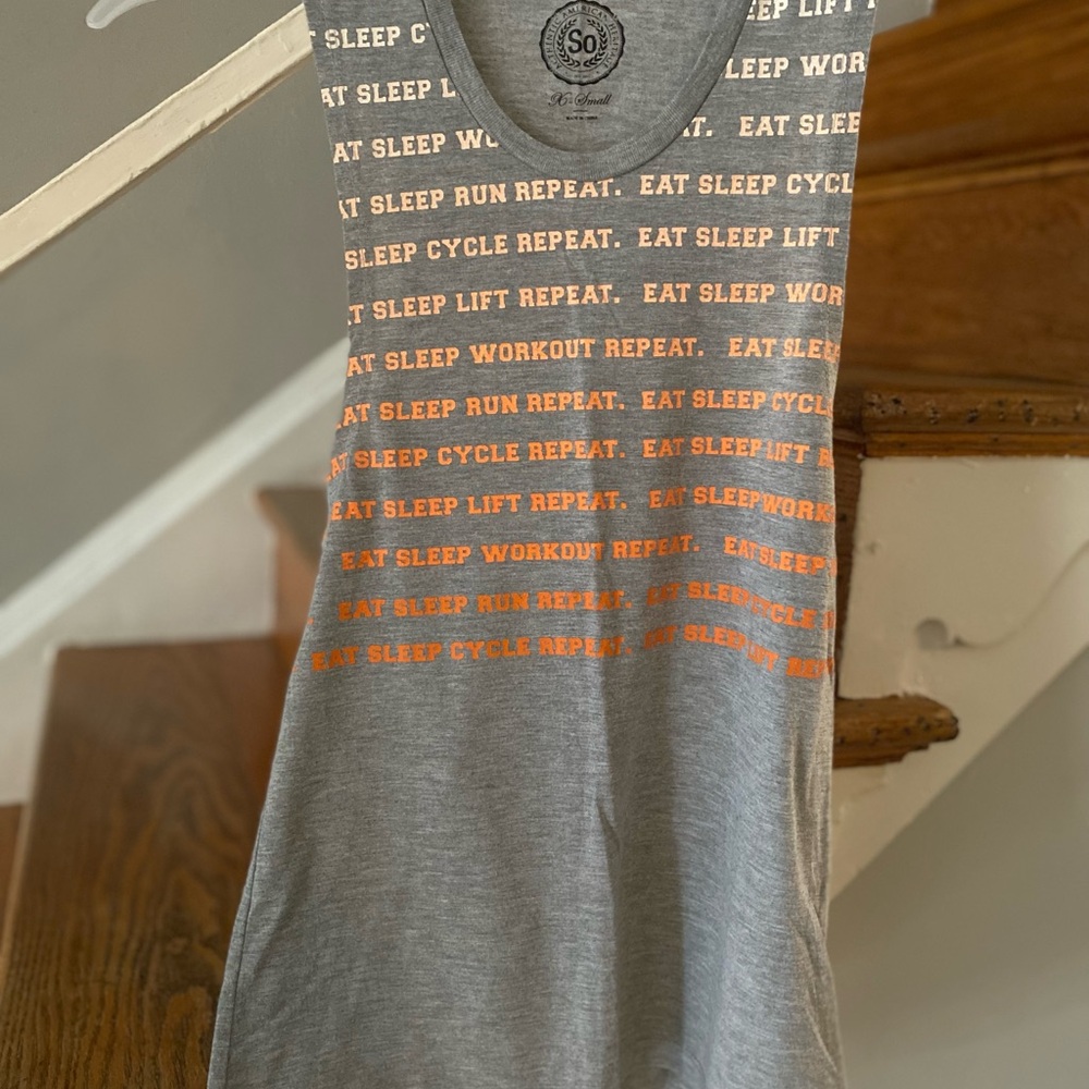 SO Sleeveless Orange & Gray Graphic Tank Top